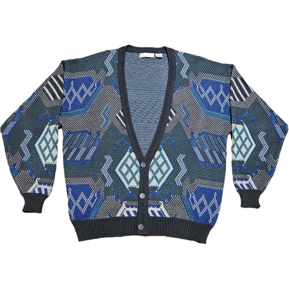 Vintage Adam Sloane Retro Button Front Cardigan Size XL Grunge Academia‎ Grandpa
